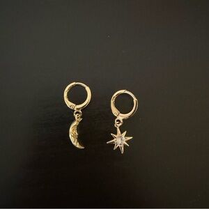 Gold Moon and Star Earrings